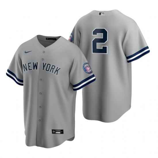 Mens Nike New York Yankees 2 Derek Jeter Gray 2020 Hall of Fame Induction Stitched Baseball Jerse